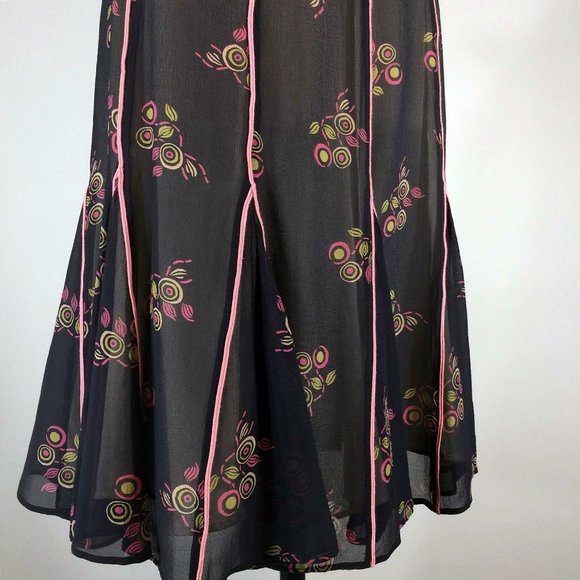 NWT Marc Jacobs Silk Black Pink Floral Skirt 4 Womens - Picture 7 of 12